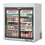 True GDM-09-SQ-S-HC-LD - Countertop Merchandiser, (2) glass sliding doors, stainless steel exterior